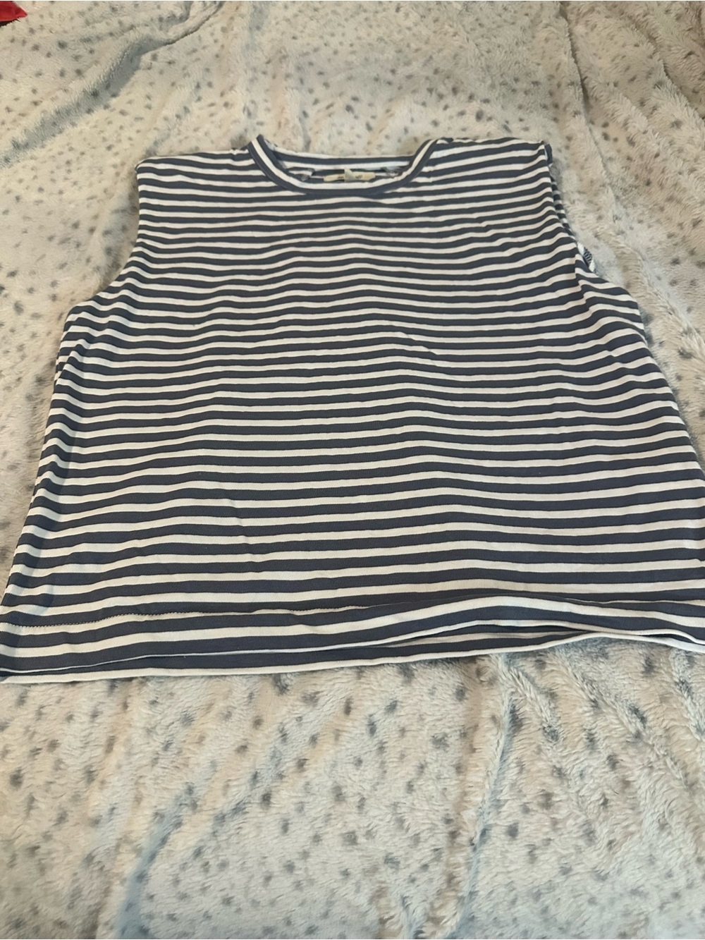 Madewell Navy and White Striped Sleeveless Blouse